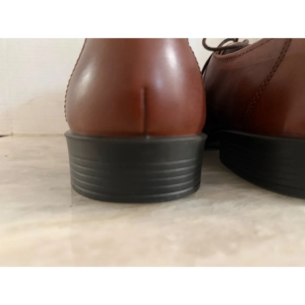 ECCO‎ Leather Oxford Shoes Mens Brown Good Lace Up Derby Dress Shoes Size us 13